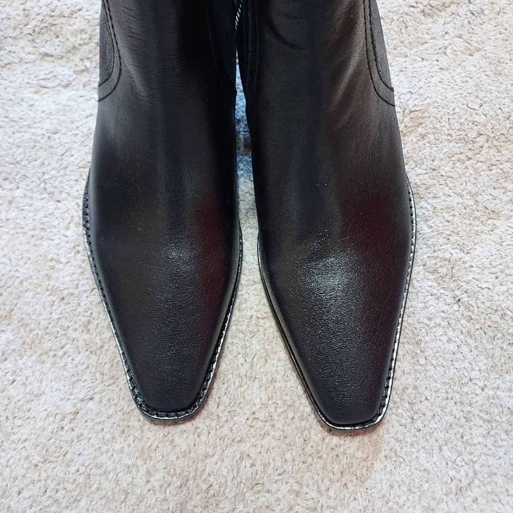 Zara Leather strap studded Cowboy Ankle Boots - Picture 10 of 14